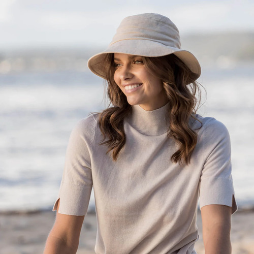 RIGON | Rosie Ladies Linen Bucket Hat - Natural