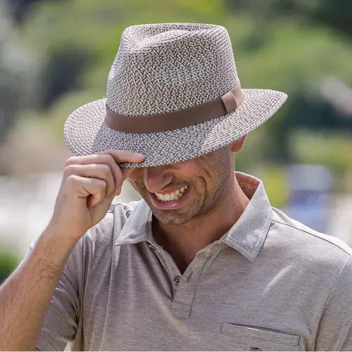 EVOKE | Charlie Mens Fedora - Ivory/Brown